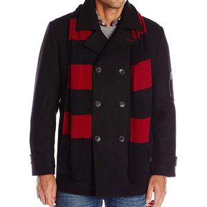 IZOD Black Double Breasted Wool Peacoat